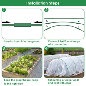 LifeisLuck hoop house kit frame shown with shade cloth and netting compatibility