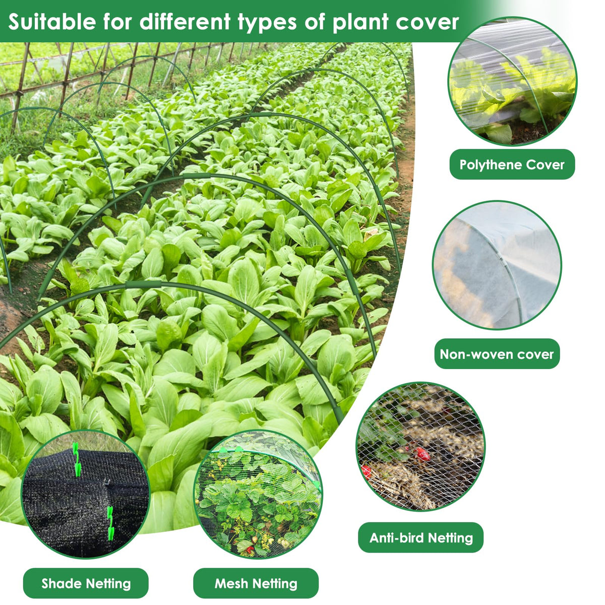 LifeisLuck plant support hoops used with frost cloth for plant protection