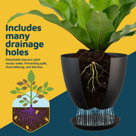 Lifemaster elegant black pots suit indoor and outdoor gardening.