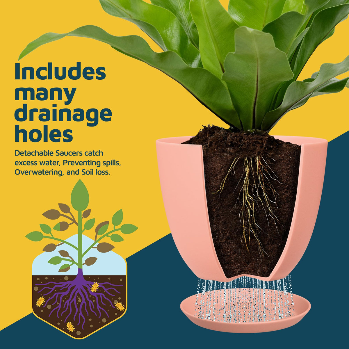 Lifemaster lightweight, durable plastic planters designed for easy handling and long life.