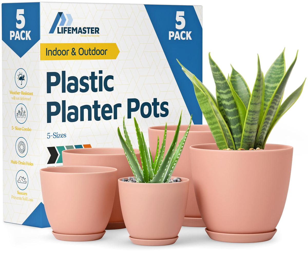 Lifemaster pink planter with a modern design for stylish indoor decor.