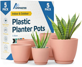 Lifemaster pink planter with a modern design for stylish indoor decor.