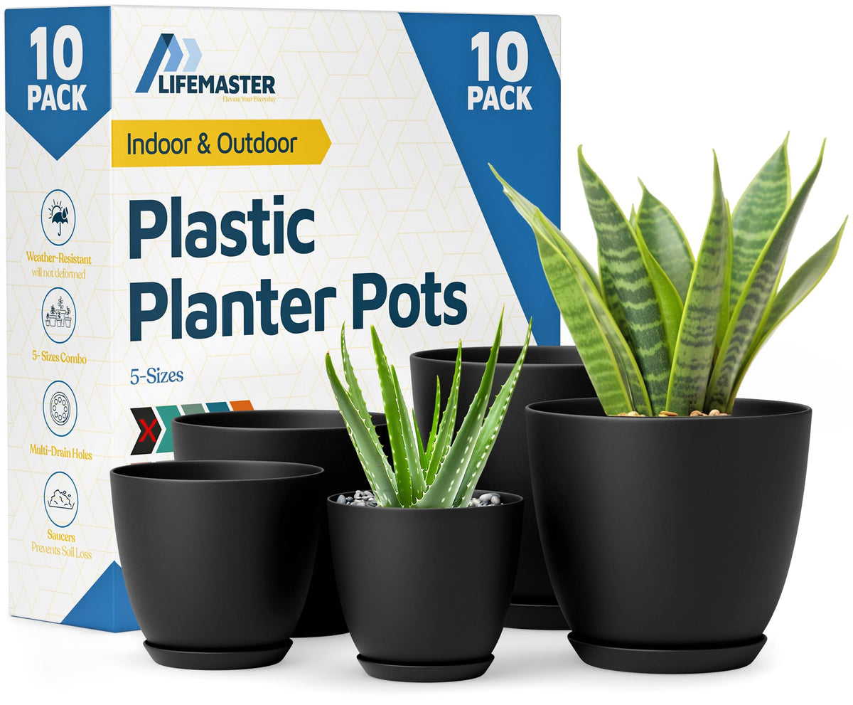Lifemaster plant pots with multi drainage holes for better water control.