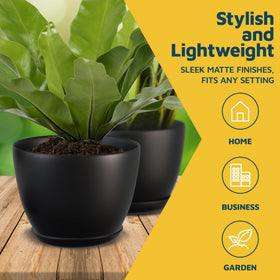 Lifemaster PP plastic black flower pots for durable, stylish display.