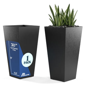 Lifemaster resin tall planter 30inch at front door adds height and curb appeal