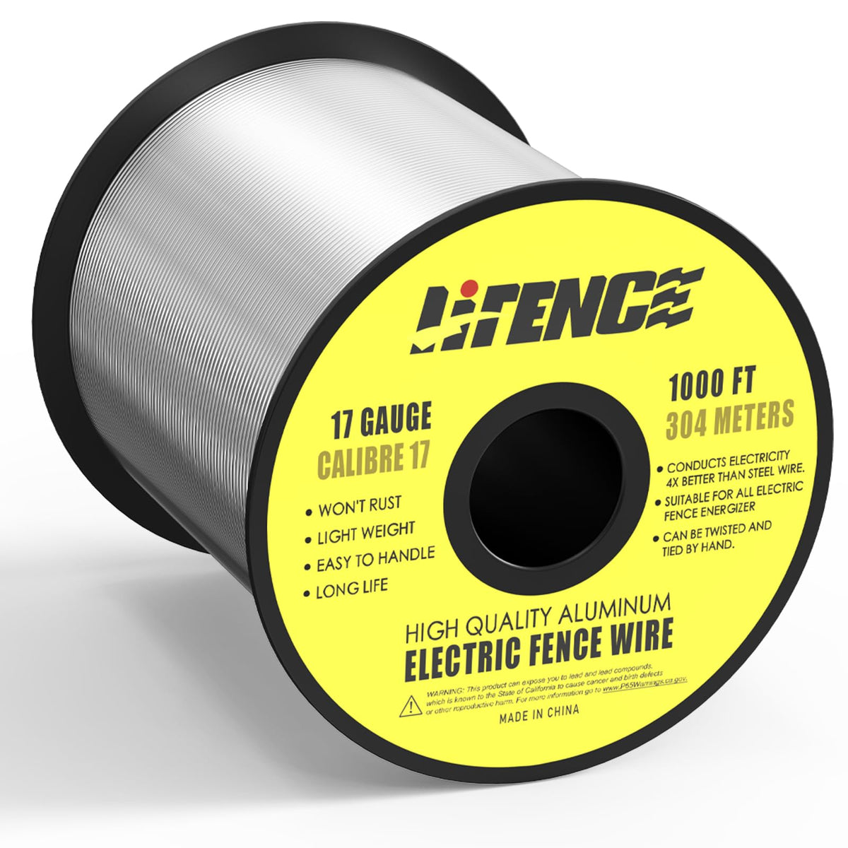 LIFENCE 1000 ft aluminum electric fence wire spool for long-distance fencing
