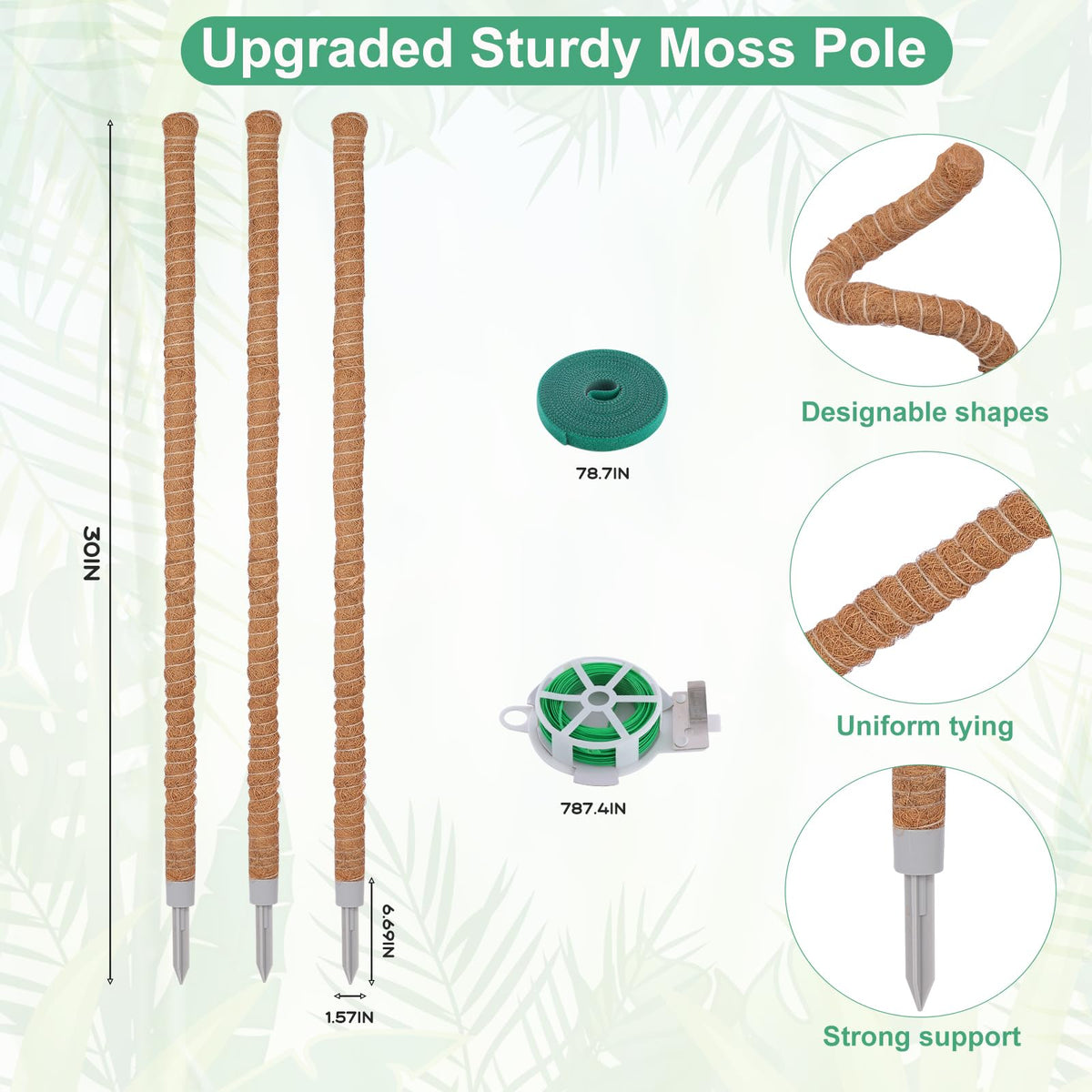 LifeNest 30-inch moss poles allow DIY shaping for climbing plants.