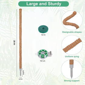 LifeNest moss pole package contents with pole and ties