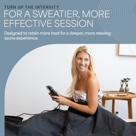 LifePro foil blanket interior view highlighting heat reflection for faster warm-up.
