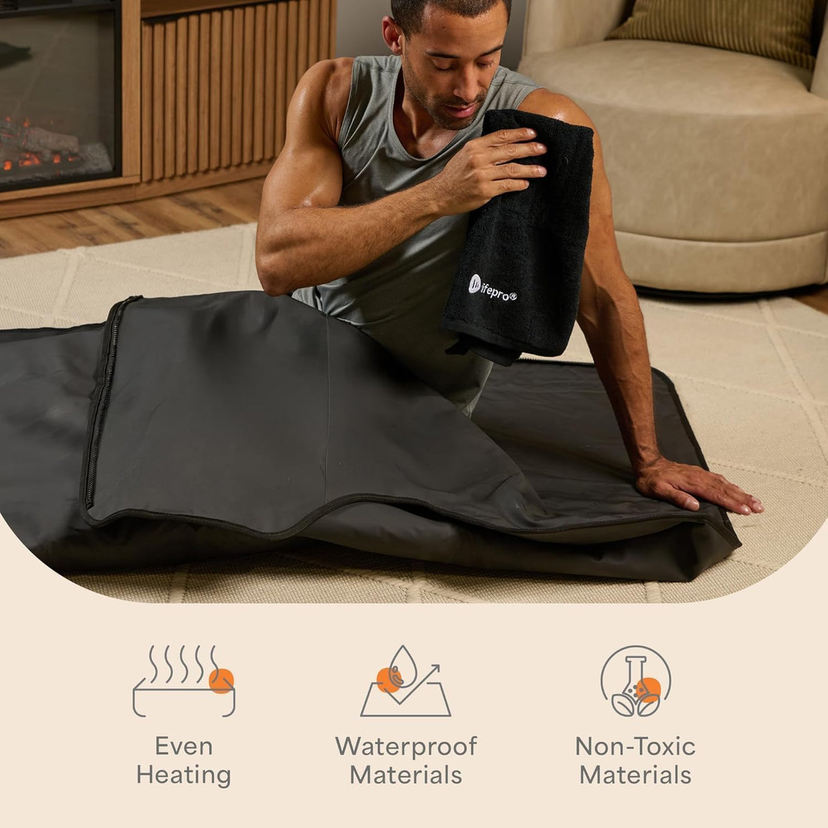 LifePro RejuvaWrap waterproof interior simplifies cleaning after sessions.