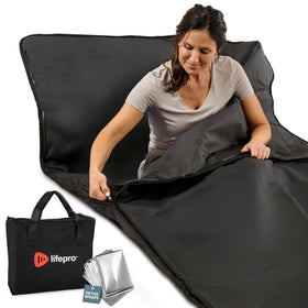 LifePro RejuvaWrap infrared blanket provides full-body coverage for relaxation at home.