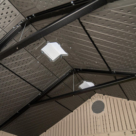Lifetime 15x8 shed wall windows and vents promote airflow.