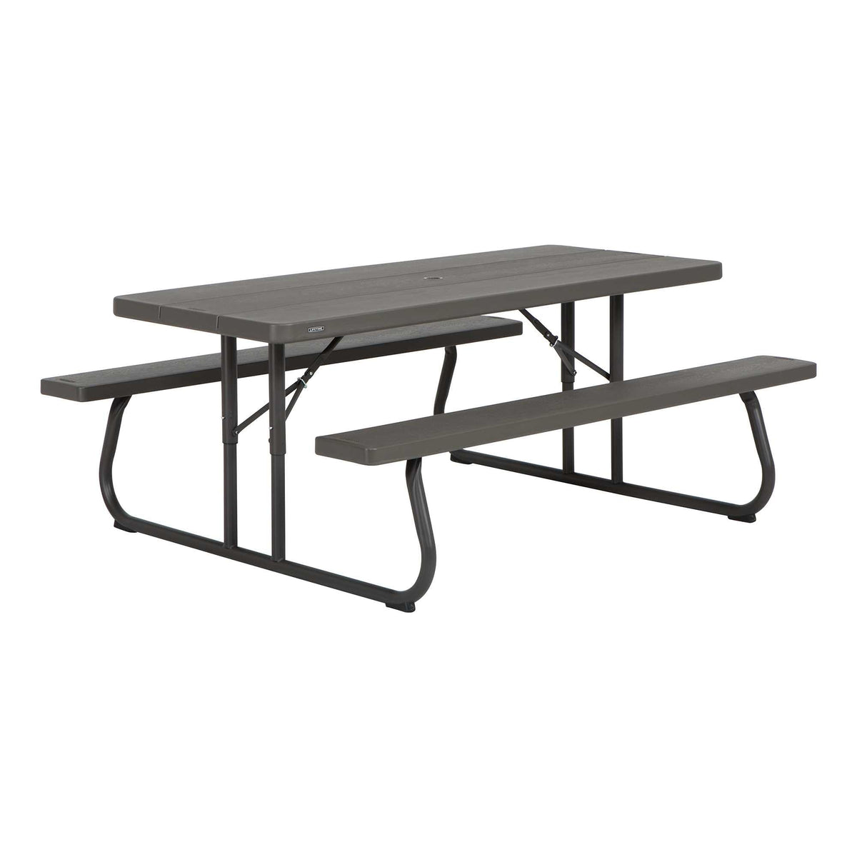 Lifetime 6-foot classic folding picnic table ready for backyard meals with eight-seat capacity.
