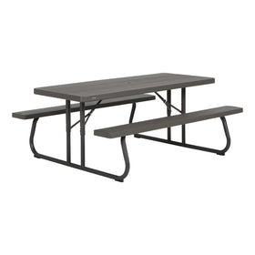 Lifetime 6-foot classic folding picnic table ready for backyard meals with eight-seat capacity.