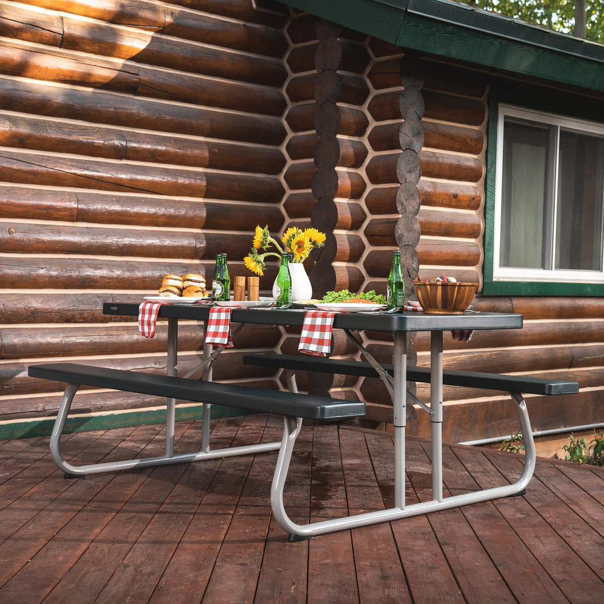 LIFETIME 6-Foot Picnic Table 72-inch tabletop length supports eight people