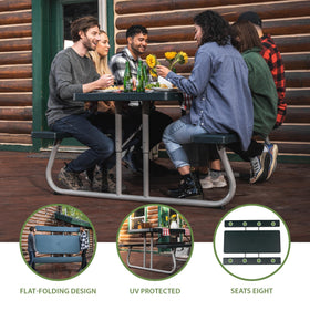 LIFETIME 6-Foot Picnic Table benches and sturdy gray frame for eight guests