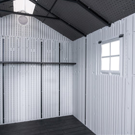 Lifetime 8x10 shed skylights interior view provides bright workspace