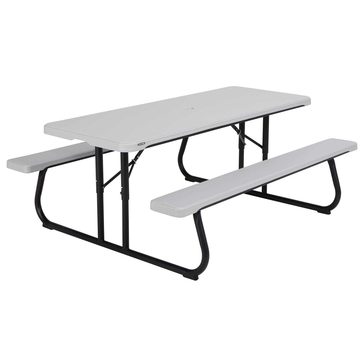 LIFETIME 6-foot folding picnic table ready for outdoor meals and gatherings.