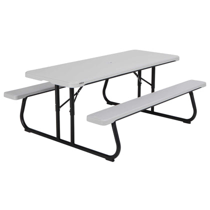 LIFETIME 6-foot folding picnic table ready for outdoor meals and gatherings.