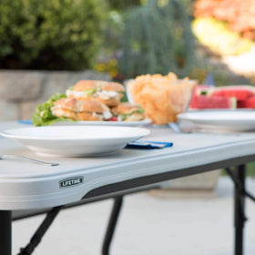 LIFETIME seats eight comfortably around the table for gatherings.
