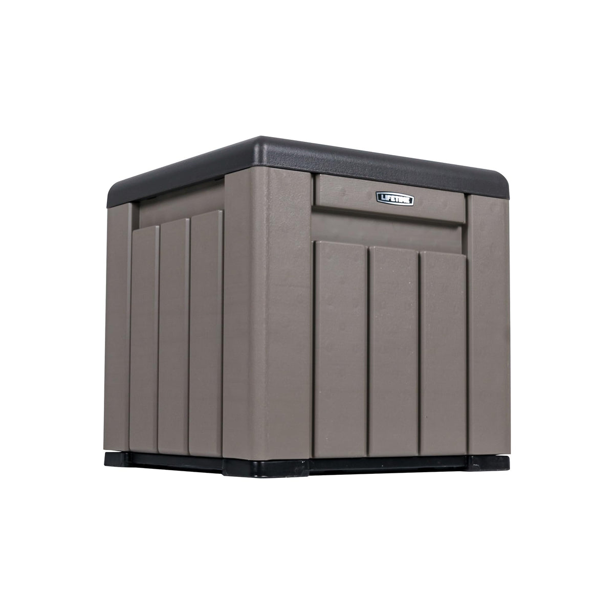 LIFETIME storage cube outdoor utility box keeps gear organized and protected.