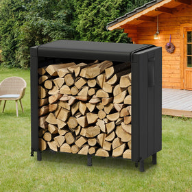 Lifewit firewood rack cover double-sided zipper enables easy opening.