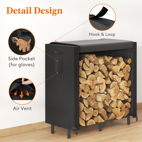 Lifewit firewood rack dimensions show ample space for drying logs.