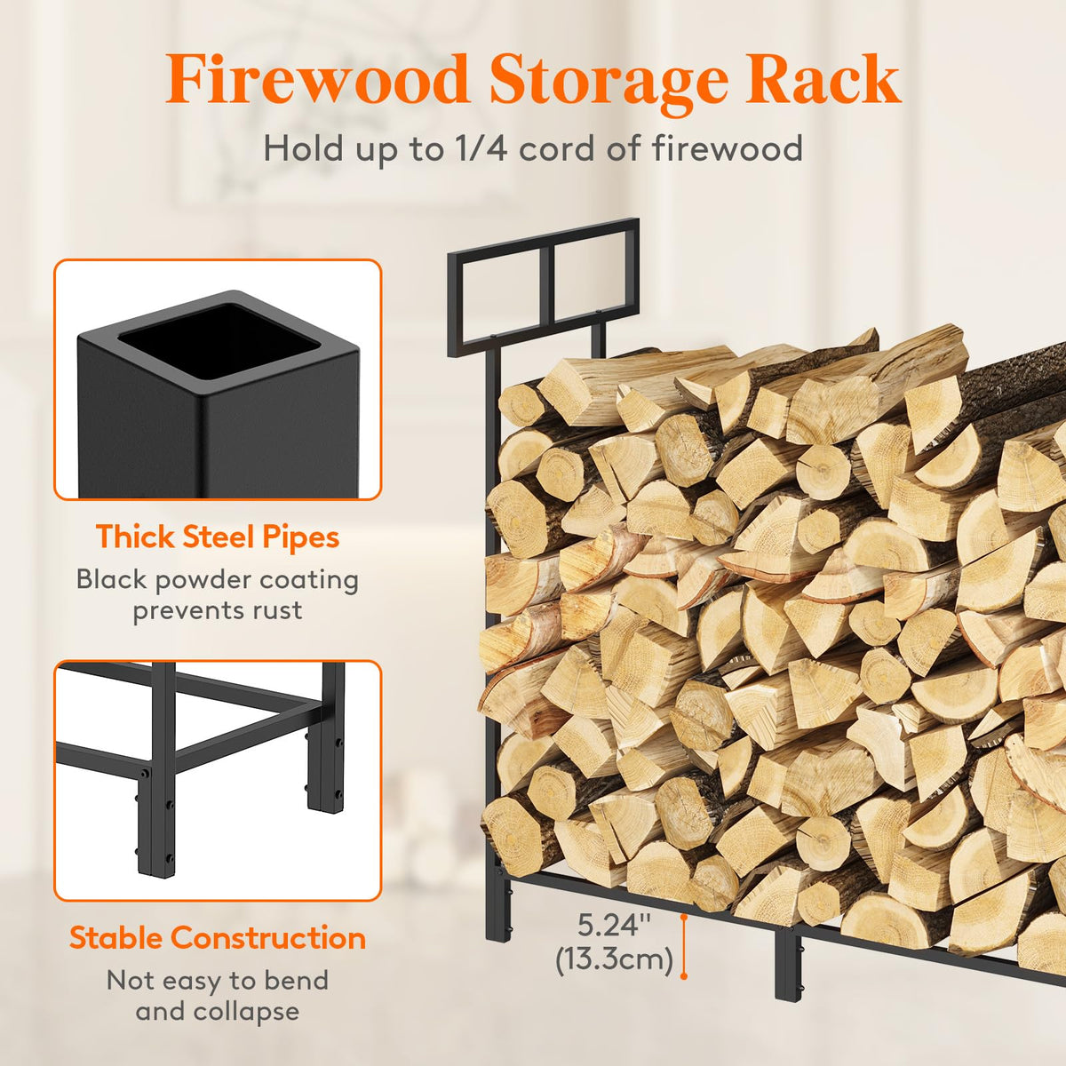 Lifewit firewood rack ventilation reduces moisture for dry wood.