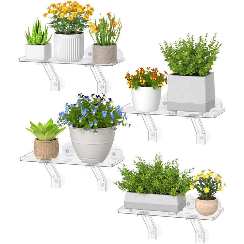 Lifewit 6in window shelf wide front view showing ample space for multiple pots.