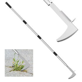 LIFFEE crack weeder with stainless steel head and adjustable reach for tight gaps