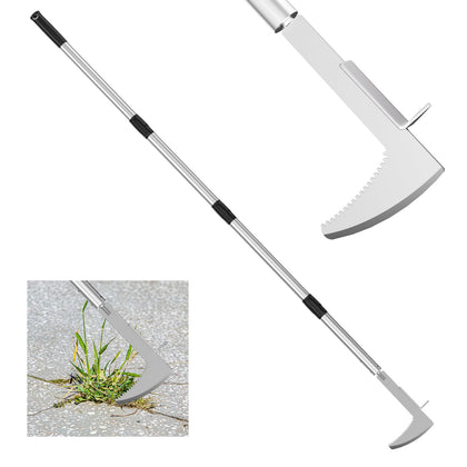 LIFFEE crack weeder with stainless steel head and adjustable reach for tight gaps