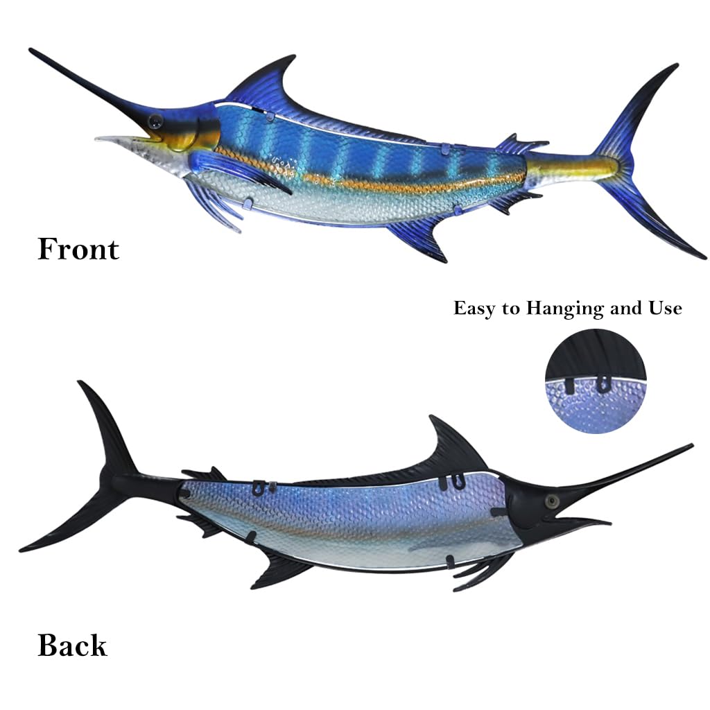 LIFFY blue marlin wall hanging detail highlights hand-painted glass accents.