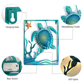 LIFFY LED-lit turtle wall art glows at night