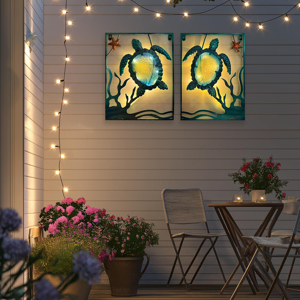 LIFFY metal and glass turtle wall sculpture