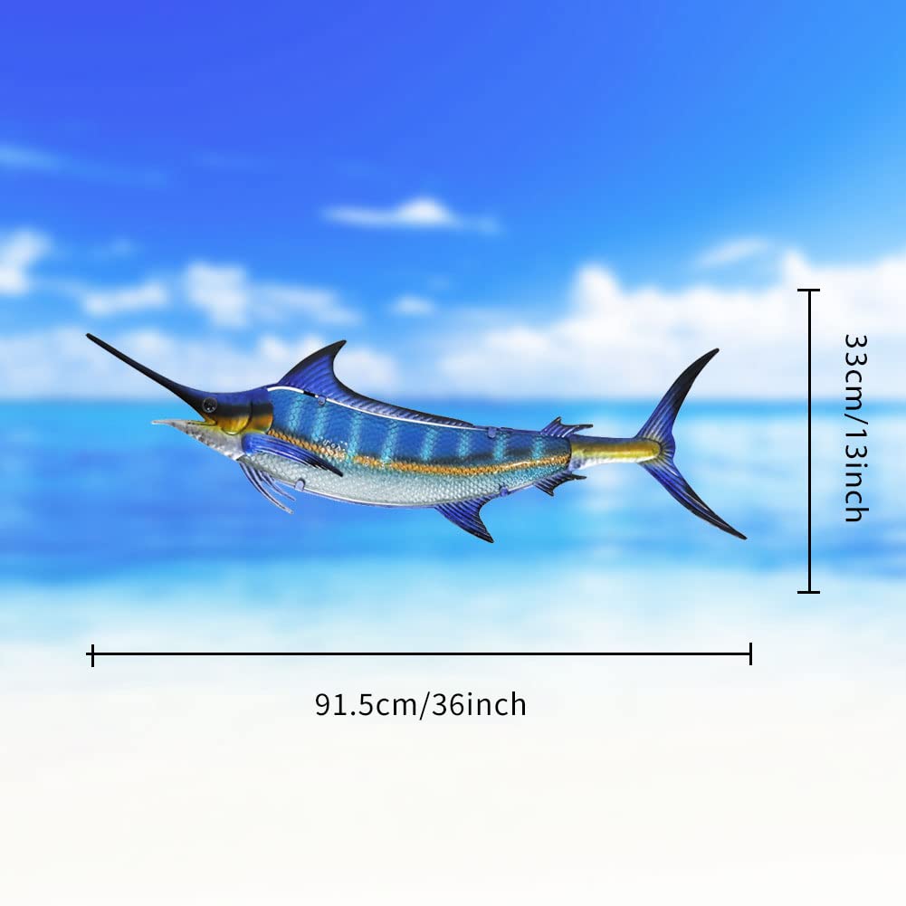 LIFFY metal blue marlin wall art ideal for outdoor patios with rust-resistant finish.