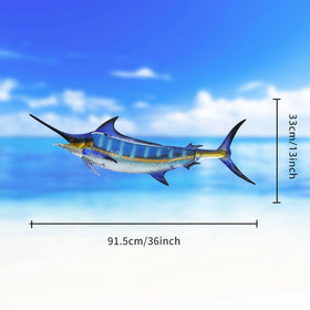 LIFFY metal blue marlin wall art ideal for outdoor patios with rust-resistant finish.