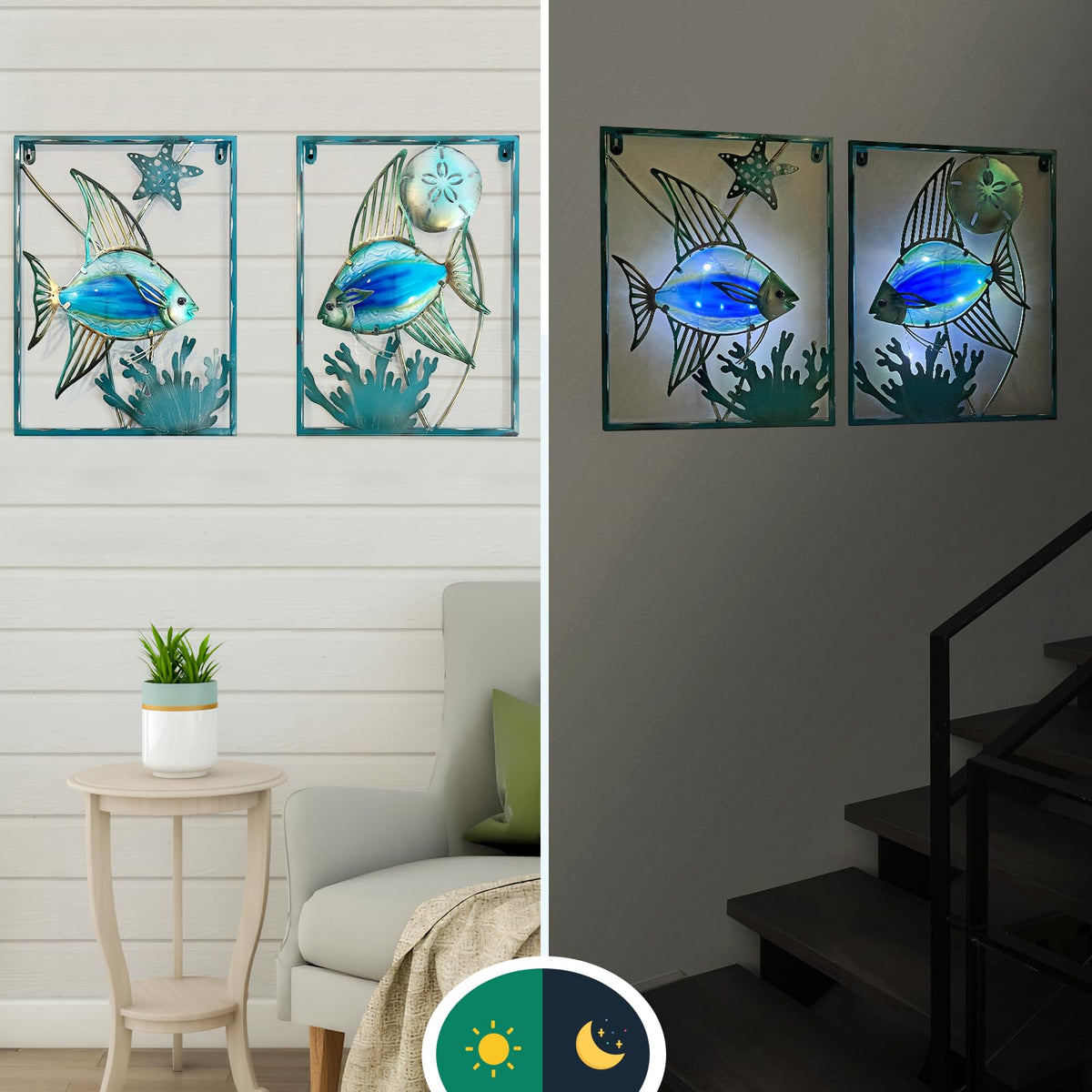 LIFFY outdoor fish decor is ready to hang for instant seaside ambiance