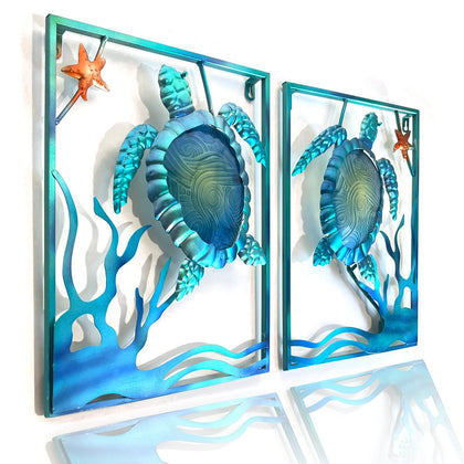 LIFFY metal sea turtle wall art frame for outdoor spaces