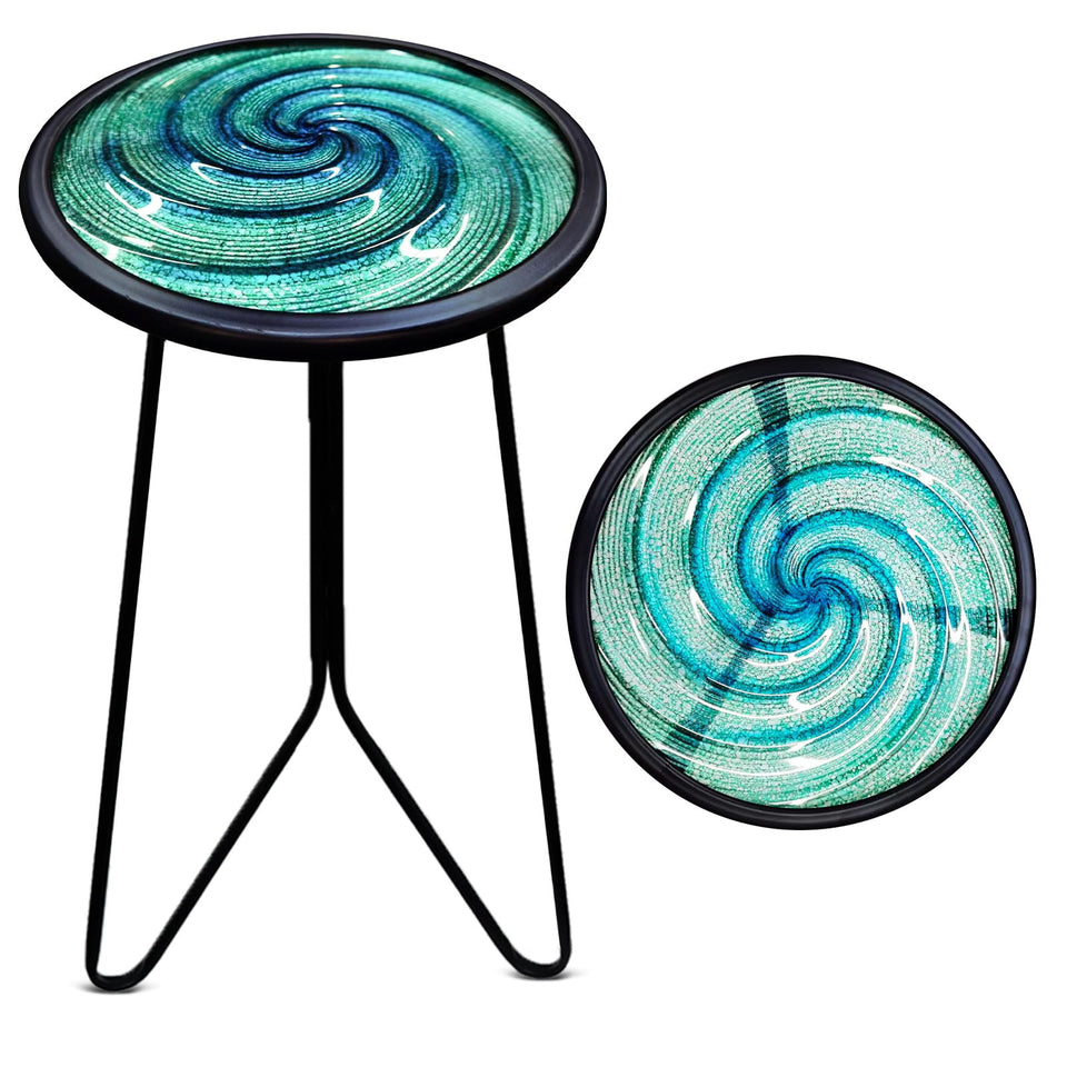 LIFFY patio side table with round glass top for balcony charm