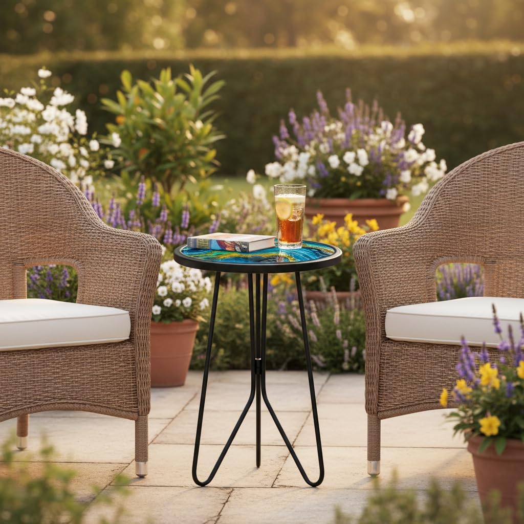 LIFFY poolside table placed on a deck for sunlit lounging