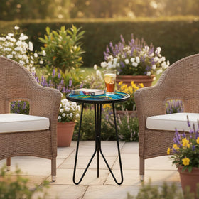 LIFFY poolside table placed on a deck for sunlit lounging