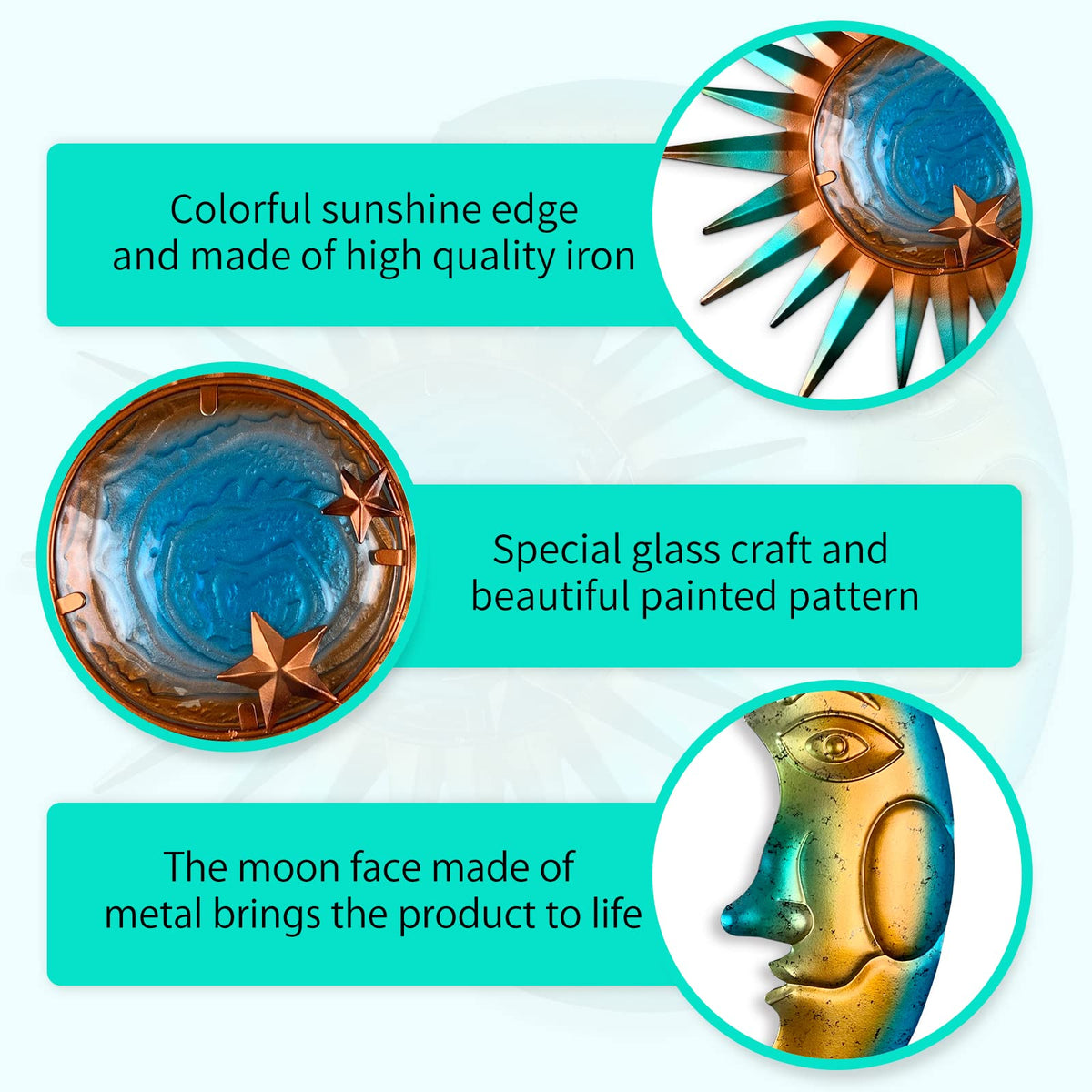 Liffy Sun Metal Wall Art 12in combines durability with timeless style for gardens.