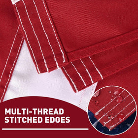 Lifraon flag shows double-needle stitched stripes for lasting strength.