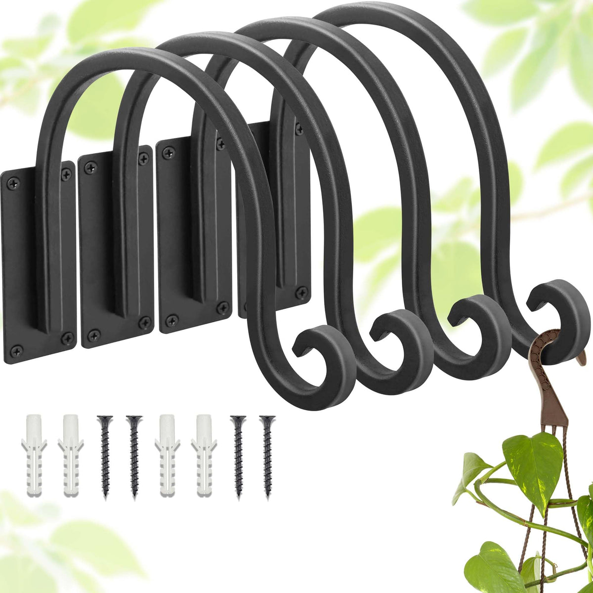 Lifyzoon 8-inch plant hanger bracket in black matte finish for indoor and outdoor use.