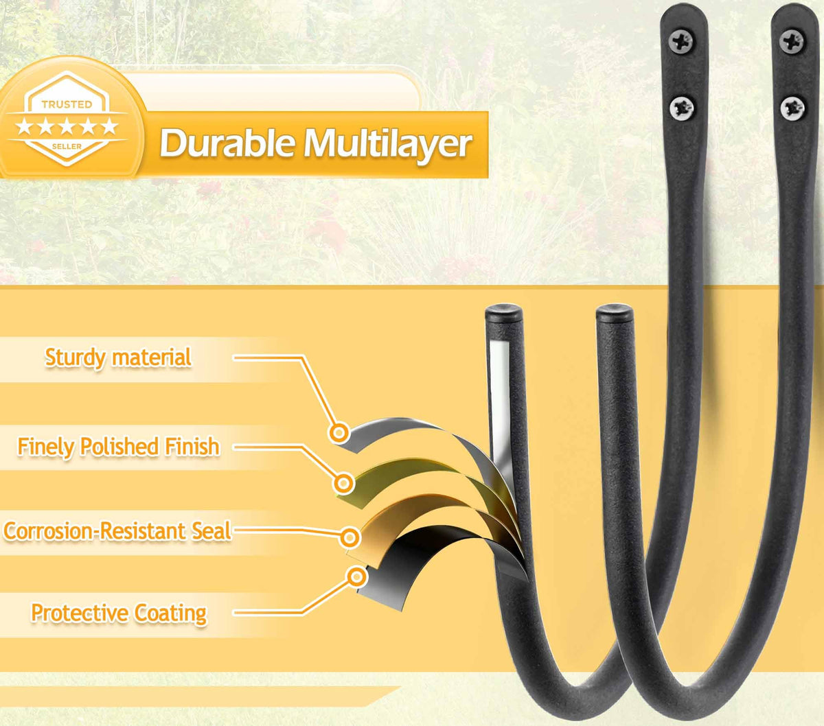 Lifyzoon hose hangers showing included screws for quick installation.