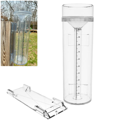 LIGHT JAY Stratus rain gauge installed in a yard for precise rainfall data.