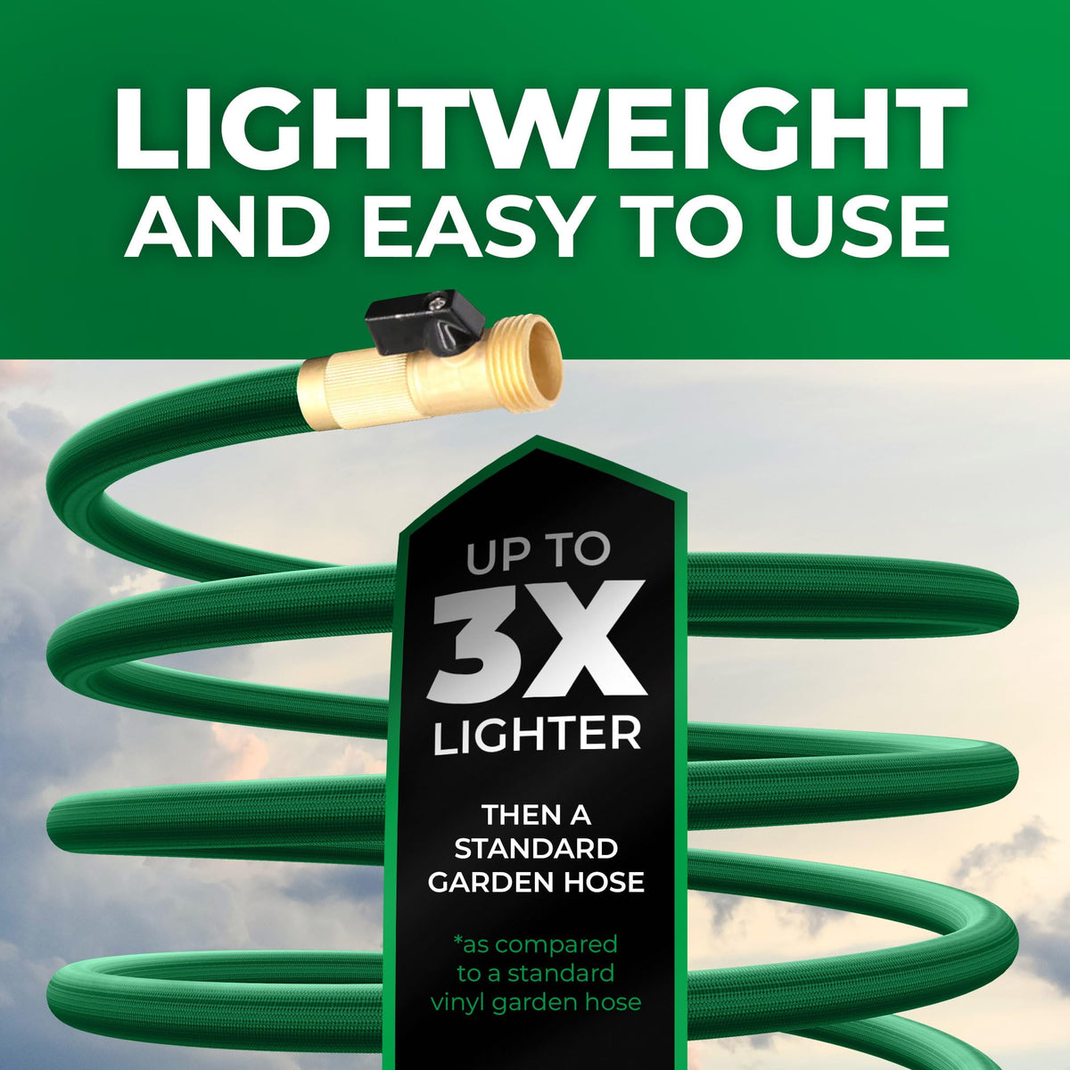LightHose non-expandable hose in use for washing a car and patio.
