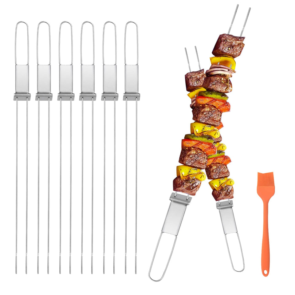 Lightique skewers for grilling, 17-inch length for even cooking.
