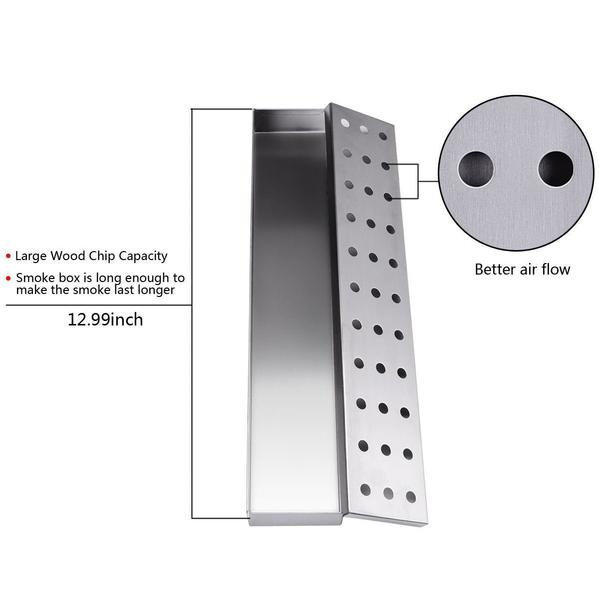 Lightique smoker box large capacity ready to load wood chips