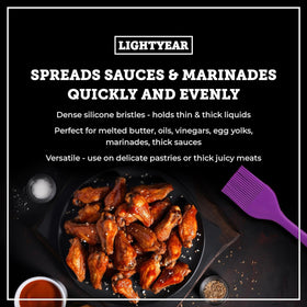 Lightyear brush provides even coating, perfect for marinades and glazes.